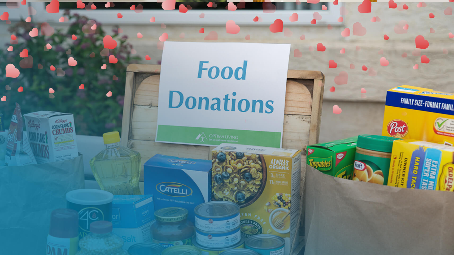 Food donation box full of non perishable foods